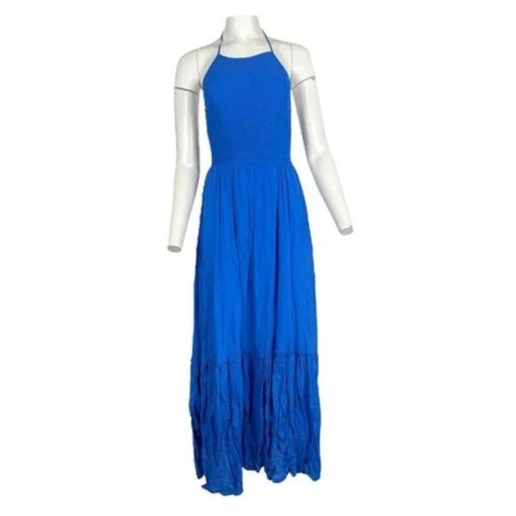 Boho Tiered Maxi Dress Royal Blue - Picture 1 of 3